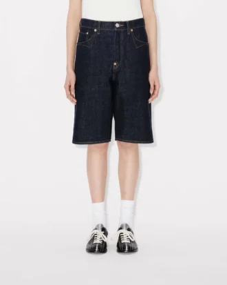 Bermudas boyfriend de cintura baja en denim japonés
