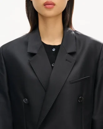 Blazer con solapas en punta de lana virgen y seda