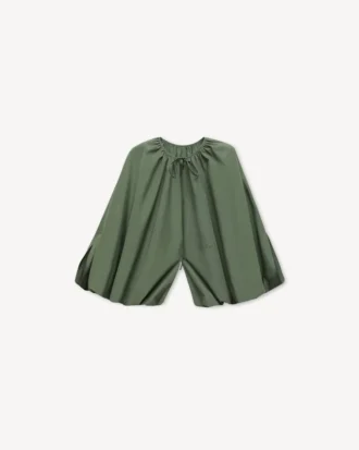 Blusa oversize plisada de popelín de algodón