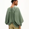 Blusa oversize plisada de popelín de algodón Blusa oversize plisada de popelín de algodón