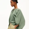 Blusa oversize plisada de popelín de algodón Blusa oversize plisada de popelín de algodón