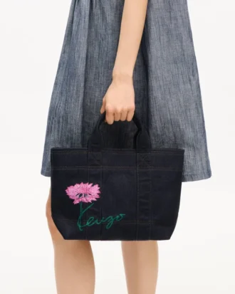 Bolso tote pequeño «Kenzo Tulip» en sarga tipo denim