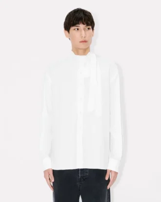 Camisas con cuello de lazo de algodón
