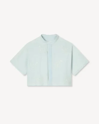 Camisas de manga corta con bordado «Kenzo Cartoon» en cambray Stone Bleach