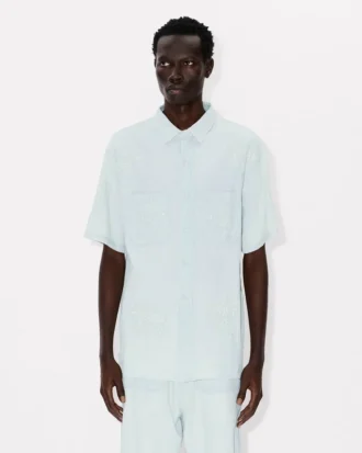 Camisas de manga corta con bordado «Kenzo Cartoon» en cambray Stone Bleach