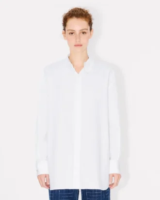 Camisas oversize con cuello de pie en popelín de algodón