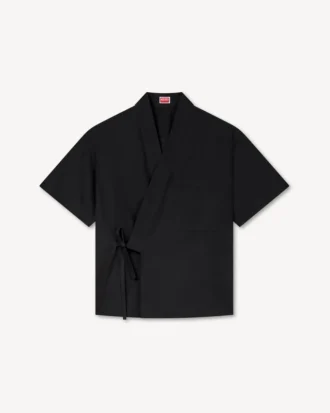 Camisas tipo kimono de manga corta en popelín de algodón