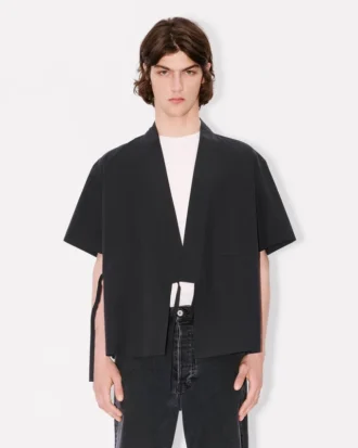 Camisas tipo kimono de manga corta en popelín de algodón