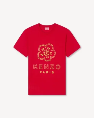 Camiseta ajustada de algodón con bordado «Boke Flower»