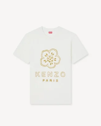 Camiseta ajustada de algodón con bordado «Boke Flower»