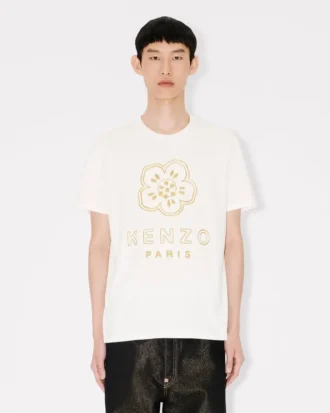 Camiseta ajustada de algodón con bordado «Boke Flower»