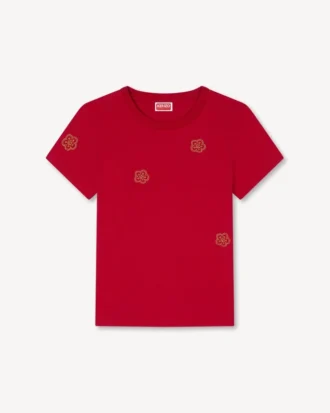 Camiseta bordada con motivos «Boke Flower» en algodón