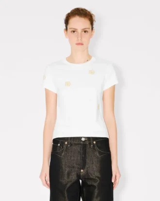 Camiseta bordada con motivos «Boke Flower» en algodón