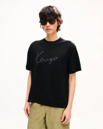 Camiseta bordada «Kenzo Signature» en lana merina