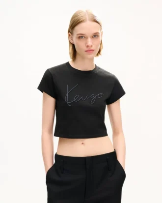 Camiseta corta bordada «Kenzo Signature» de algodón