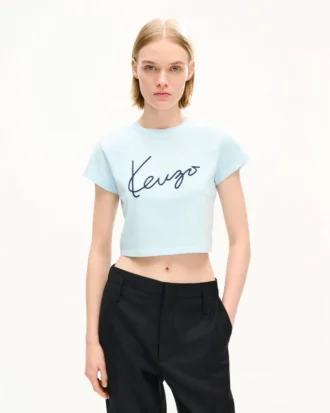 Camiseta corta bordada «Kenzo Signature» de algodón