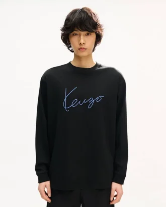 Camiseta de manga larga con bordado «Kenzo Signature» en algodón