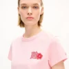 Camiseta pequeña ajustada de algodón con el emblema «Kenzo Paris» bordado Camiseta pequeña ajustada de algodón con el emblema «Kenzo Paris» bordado