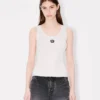 Camiseta sin mangas con bordado «Boke Flower 2.0» en mezcla de viscosa