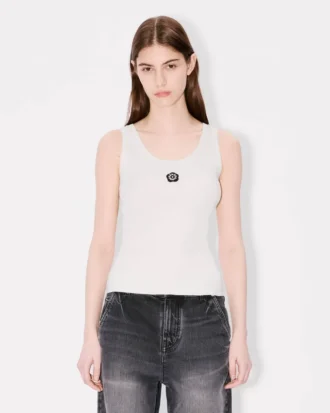 Camiseta sin mangas con bordado «Boke Flower 2.0» en mezcla de viscosa