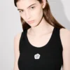 Camiseta sin mangas con bordado «Boke Flower 2.0» en mezcla de viscosa