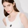 Camiseta sin mangas con bordado «Boke Flower 2.0» en mezcla de viscosa