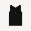 Camiseta sin mangas de canalé con bordado «Boke Flower 2.0»