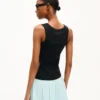 Camiseta sin mangas de canalé con bordado «Boke Flower 2.0»