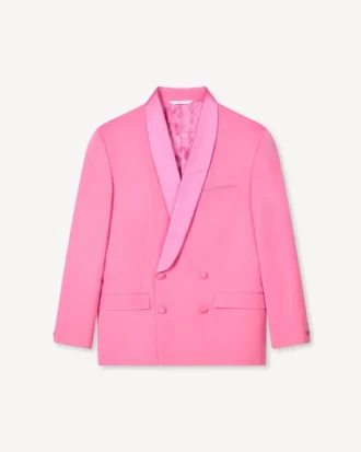 Chaqueta cruzada con solapas chal de lana virgen