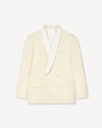 Chaqueta cruzada con solapas chal de lana virgen