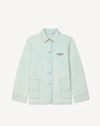 Chaqueta de trabajo bordada «Boke Flower» en denim japonés
