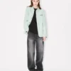 Chaqueta de trabajo bordada «Boke Flower» en denim japonés