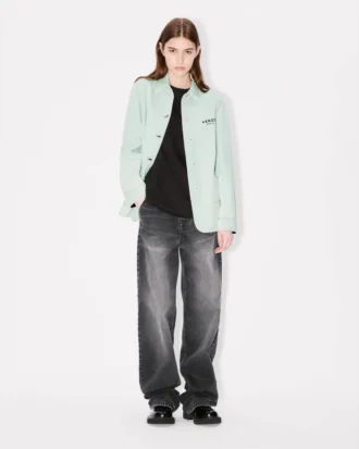 Chaqueta de trabajo bordada «Boke Flower» en denim japonés