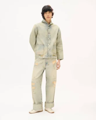 Chaqueta de trabajo tipo chal en denim japonés