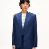 Chaqueta entallada de un solo pecho estilo kimono en lana virgen Chaqueta entallada de un solo pecho estilo kimono en lana virgen