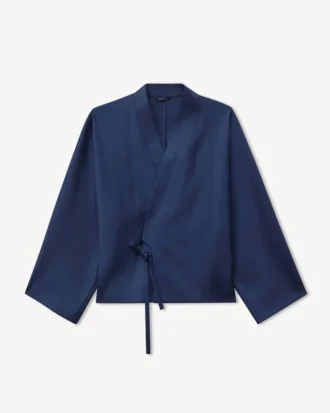 Chaqueta kimono ligera de lana virgen