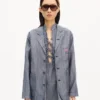 Chaqueta ligera de trabajo «Kenzo Tulip» en denim de lino mezclado lavado Chaqueta ligera de trabajo «Kenzo Tulip» en denim de lino mezclado lavado