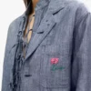 Chaqueta ligera de trabajo «Kenzo Tulip» en denim de lino mezclado lavado Chaqueta ligera de trabajo «Kenzo Tulip» en denim de lino mezclado lavado