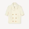Chaqueta tipo peacoat de manga corta abullonada en lana virgen Chaqueta tipo peacoat de manga corta abullonada en lana virgen