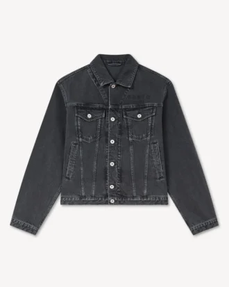 Chaqueta trucker con bordado «Boke Flower» en denim japonés