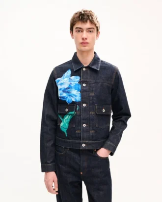 Chaqueta trucker plisada «Kenzo Tulip» en denim japonés