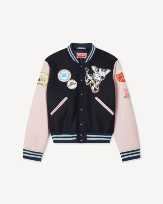 Chaqueta universitaria bordada con insignias de Kenzo en lana
