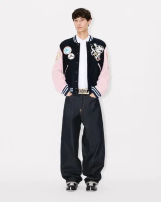 Chaqueta universitaria bordada con insignias de Kenzo en lana