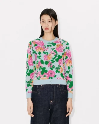 Cárdigan adornado con motivos florales «Kenzo» en algodón y lana