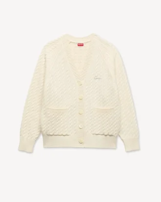 Cárdigan de punto suelto con bordado «Kenzo Signature» en algodón y lana