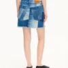Falda corta de patchwork en denim japonés