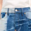 Falda corta de patchwork en denim japonés