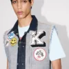 Gorra de camionero recortada «Kenzo Badges» en denim japonés Gorra de camionero recortada «Kenzo Badges» en denim japonés