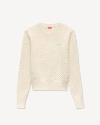 Jersey de punto holgado bordado «Kenzo Signature» en algodón y lana
