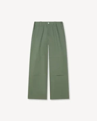Pantalón chino de algodón con doble pliegue en las rodillas